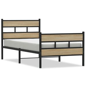 vidaXL Bedframe zonder matras metaal sonoma eikenkleurig 100x190 cm
