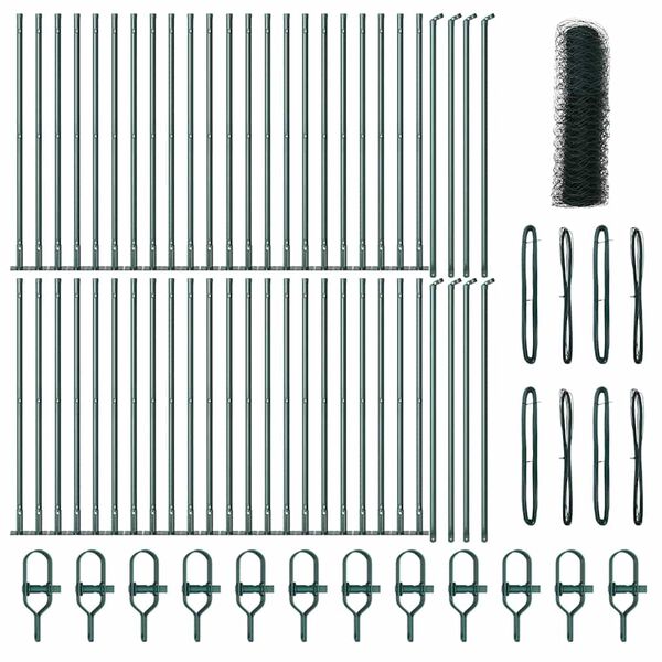 vidaXL Afrasteringspaal Groen 100 x 0,5 m (36 mm gaas) Staal en PVC