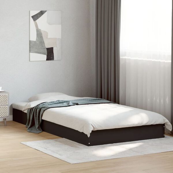 vidaXL Bedframe bewerkt hout zwart 90x190 cm