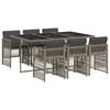 vidaXL 7-delige Tuinset met kussens poly rattan grijs
