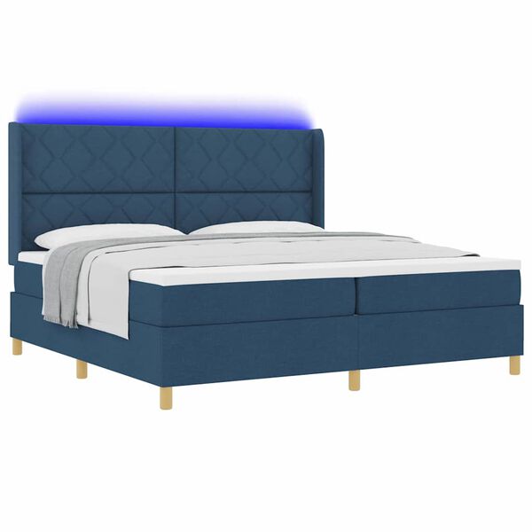 vidaXL Boxspringbed met matras met hoofdeinde Blauw 200 x 200 cm Stof