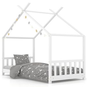 vidaXL Kinderbedframe massief grenenhout wit 70x140 cm