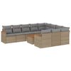 vidaXL 11-delige Tuinset met kussens poly rattan beige