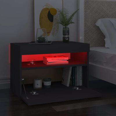 lelijk vergeven Briesje vidaXL Nachtkastje met LED-verlichting 60x35x40 cm bewerkt hout grijs  online kopen | vidaXL.be
