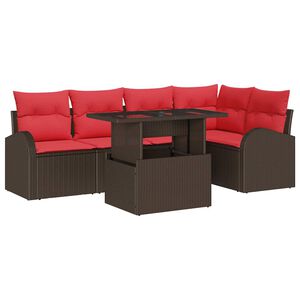 vidaXL Tuin Sofa Set 6 st 5-Aantal zitplaatsen Bruin en Rood