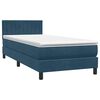 vidaXL Boxspring met matras en LED fluweel donkerblauw 90x220 cm