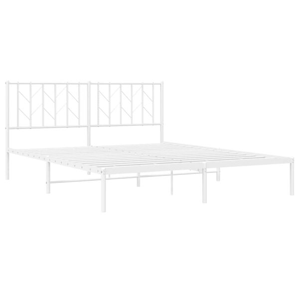 vidaXL Bedframe met hoofdbord metaal wit 160x200 cm
