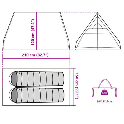 vidaXL Tent A-frame 2-persoons waterdicht verduisterend stof wit