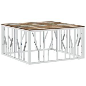 vidaXL Salontafel roestvrij staal en massief gerecycled hout zilver
