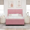 vidaXL Boxspringbed met matras met hoofdeinde Roze 140 x 200 cm Stof
