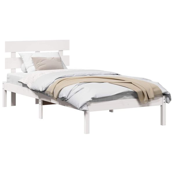 vidaXL Bedframe met hoofdeinde Wit 80 x 200 cm Massief grenenhout