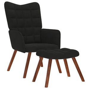 vidaXL Relaxstoel met kruk zwart fluweel