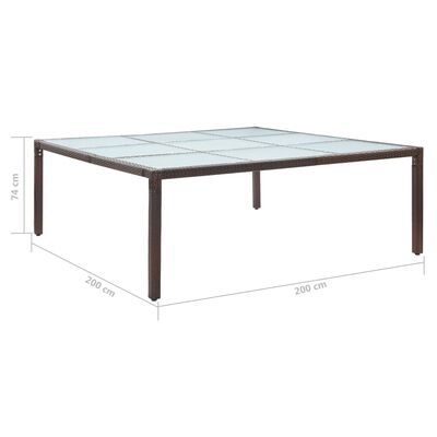 vidaXL Tuintafel 200x200x74 cm poly rattan bruin