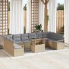 vidaXL Tuin Sofa Set met kussen met opslag 11 pcs Beige poly rattan