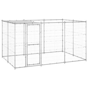 vidaXL Hondenkennel met dak 7,26 m&sup2; gegalvaniseerd staal