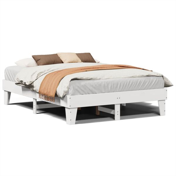 vidaXL Bedframe zonder matras massief grenenhout wit 150x200 cm