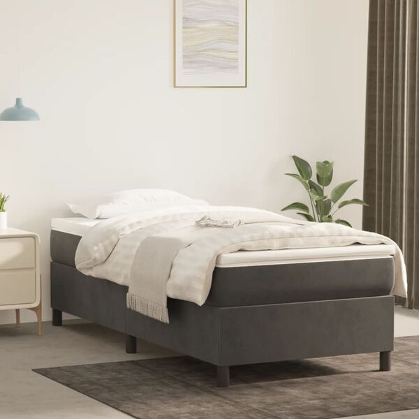 vidaXL Boxspring bed 100x200 cm fluweel donkergrijs