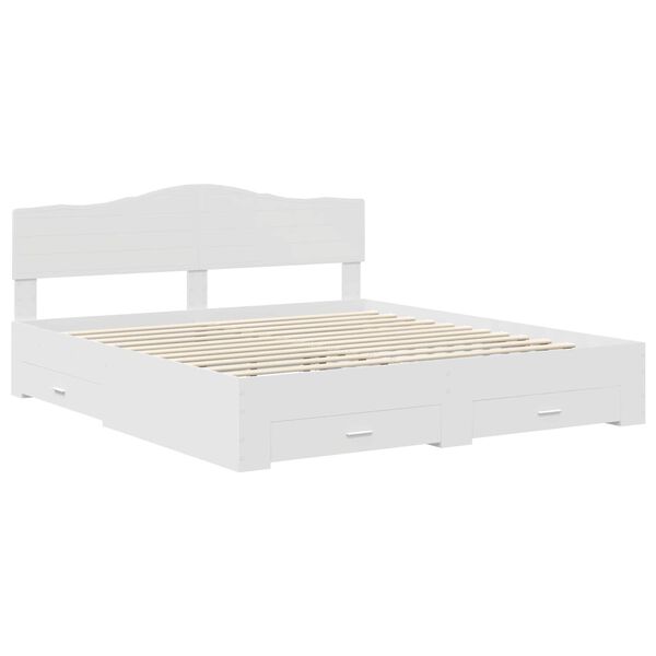 vidaXL Bedframe met hoofdeinde met lade Wit 180 x 200 cm Bewerkt hout