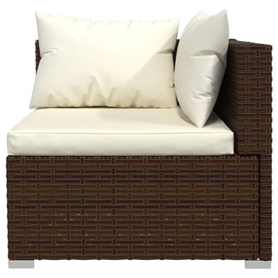 vidaXL 6-delige Loungeset met kussens poly rattan bruin