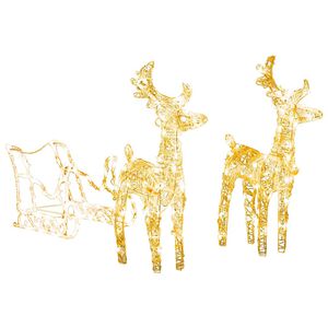 vidaXL Kerstversiering rendieren en slee 160 LED's 130 cm acryl