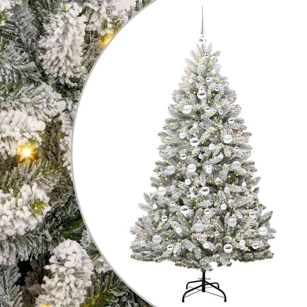 vidaXL Kunstkerstboom met 300 LED Groen en Wit 180 cm PVC en Metaal