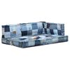 vidaXL 3-delige Bankkussenset pallet denim patchwork blauw