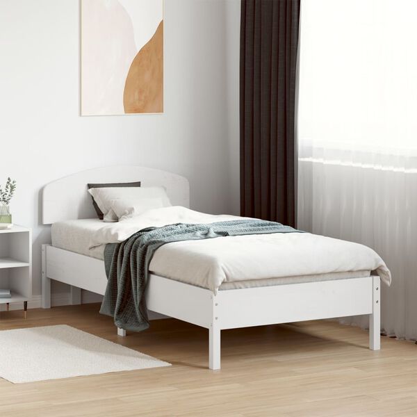 vidaXL Bedframe zonder matras massief grenenhout wit 75x190 cm