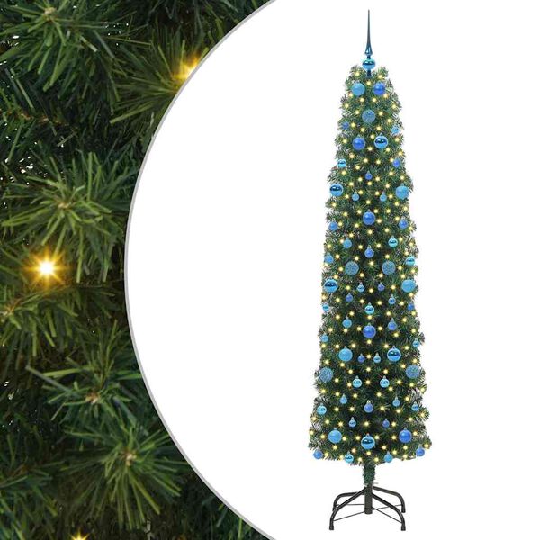 vidaXL Kunstkerstboom Groen 210 cm PVC en Staal en Kunststof