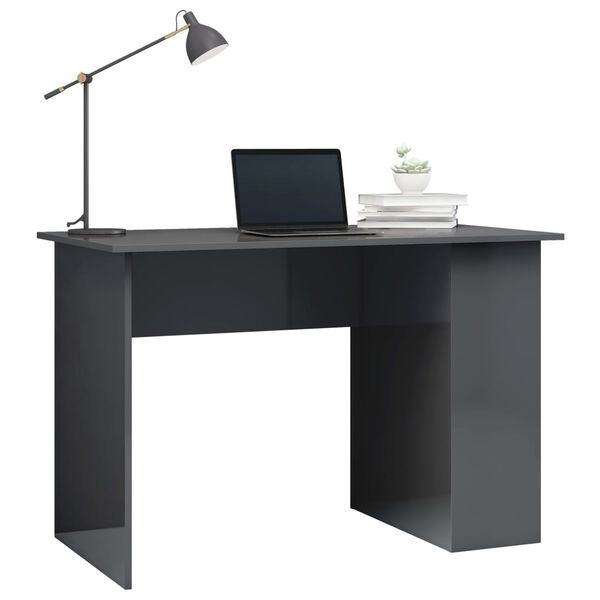 vidaXL Bureau 110x60x73 cm bewerkt hout hoogglans grijs