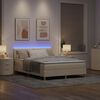 vidaXL LED Box Spring Bed met matras met LED Cr&egrave;me 160 x 200 cm Stof