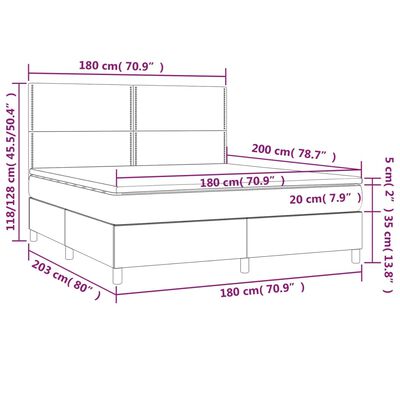 vidaXL Boxspring met matras en LED kunstleer zwart 180x200 cm