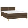 vidaXL Boxspring met matras en LED stof donkerbruin 140x190 cm