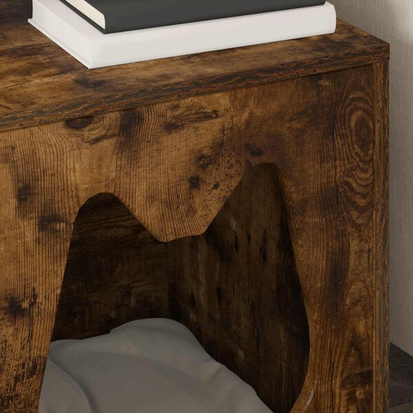 vidaXL Kattenhuis Gerookt eiken 42,5 x 40 x 53,5 cm Bewerkt hout