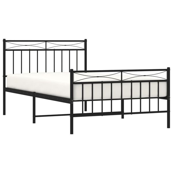 vidaXL Bedframe met hoofd- en voeteneinde metaal zwart 107x203 cm
