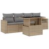 vidaXL 5-delige Loungeset met kussens poly rattan beige