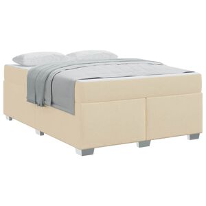 vidaXL Bedframe met matras Cr&egrave;me 140 x 200 cm Stof