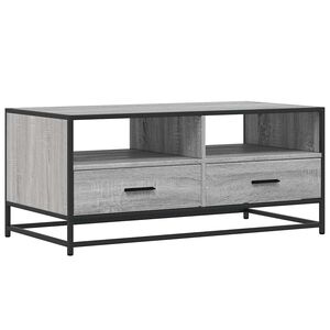 vidaXL Salontafel 100x50x45 cm bewerkt hout en metaal grijs sonoma