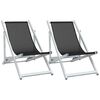 vidaXL Opklapbare stoelen, 2 stuks, zwart aluminium en textilene.