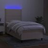 vidaXL Boxspring met matras en LED stof cr&egrave;mekleurig 90x190 cm