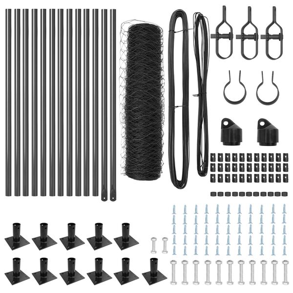 vidaXL Afrasteringspaal Grijs 25 x 0,4 m (36 mm gaas) Staal en PVC