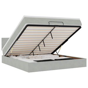 vidaXL Ottoman bed met matras en LED's 180x200cm fluweel lichtgrijs