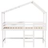 vidaXL Halfhoogslaper met ladder en bedhuis grenenhout wit 90x190 cm