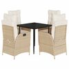 vidaXL 5-delige Tuinset met kussens poly rattan beige