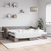 vidaXL Slaapbank met onderschuifbed en matrassen 90x200 cm stof taupe