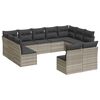 vidaXL 11-delige Loungeset met kussens poly rattan lichtgrijs