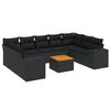 vidaXL 10-delige Loungeset met kussens poly rattan zwart