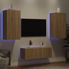 vidaXL 4-delige Tv-wandmeubelset met LED bewerkt hout sonoma eiken