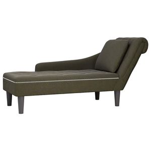 vidaXL Chaise longue met kussen&rechterarmleuning kunstleer legergroen