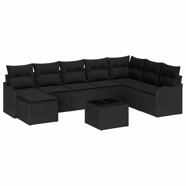 vidaXL Tuin Sofa Set 9 pcs Zwart poly rattan