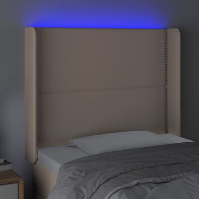vidaXL Hoofdbord LED 103x16x118/128 cm kunstleer cappuccinokleurig